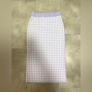 Lavender checkered bodycon knee length skirt